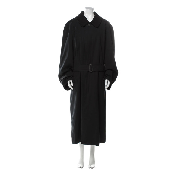 Burberry Jackets & Blazers - BURBERRY Black Cotton Wool and Camel hair Long Coat with belt